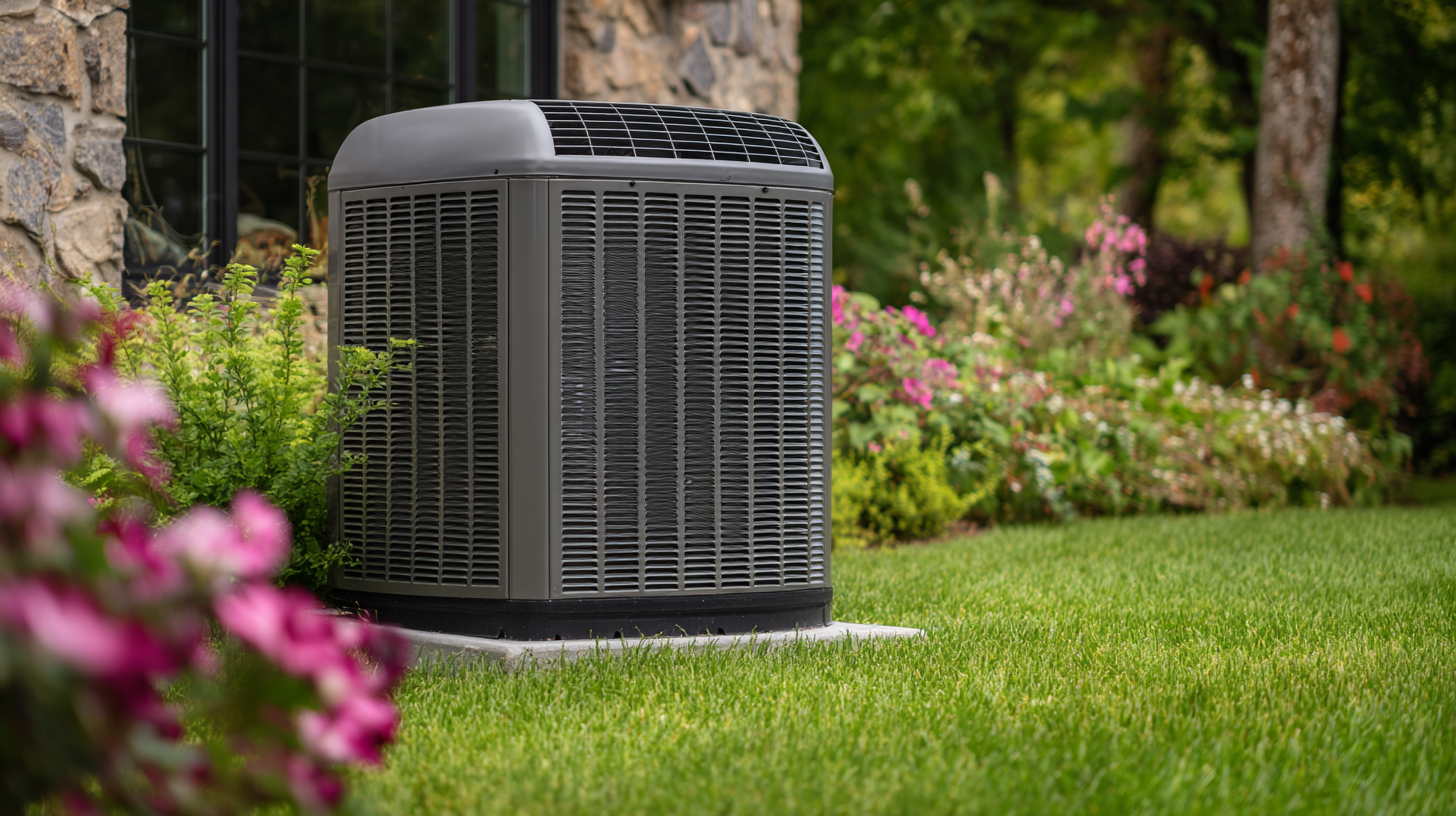 Air conditioning unit outside a modern home